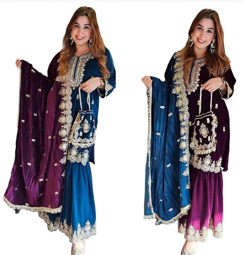 Blue Purple Black Red Sharara Suit Set Salwar Kameez Readymade Pakistani Stitched New Indian Ready To Wear Wedding Suit
