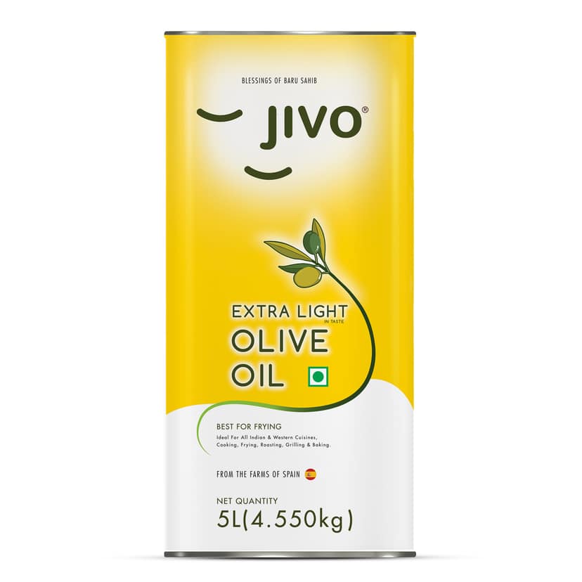 Jivo Extra Light Olive Oil 5 Litre (TIN) | Recommendable for Roasting, Frying, Baking All type of Cuisines