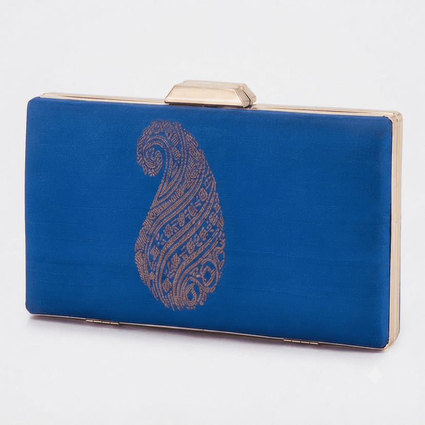 Tisser Dark Blue Handmade Designer Clutch Bag for Women – Premium Fashion Evening Clutch for Wedding & Party Use