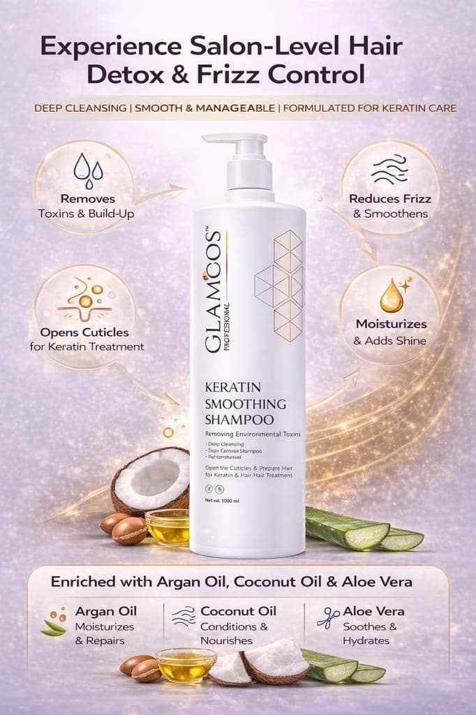 Glamcos Professional Keratin Smoothing Shampoo 1000 ml – Deep Cleansing, Frizz Control & Salon Keratin Care view 4
