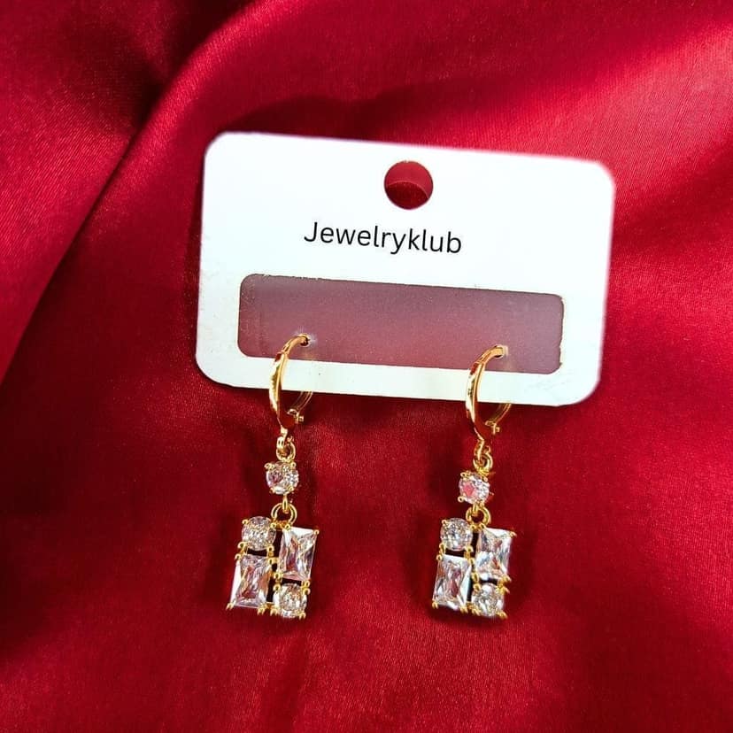 Jewelryklub Cubic Zirconia Baguette Drop Earrings view 2