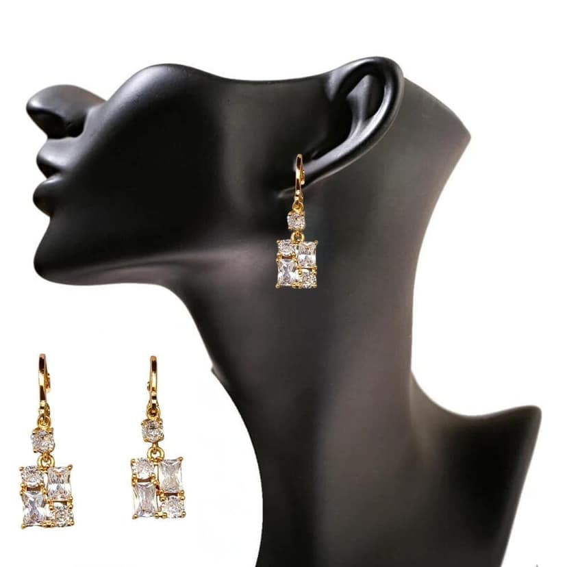 Jewelryklub Cubic Zirconia Baguette Drop Earrings view 3