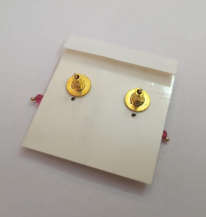 Gold Plated Kundan & Pearl Drop Earrings view 2
