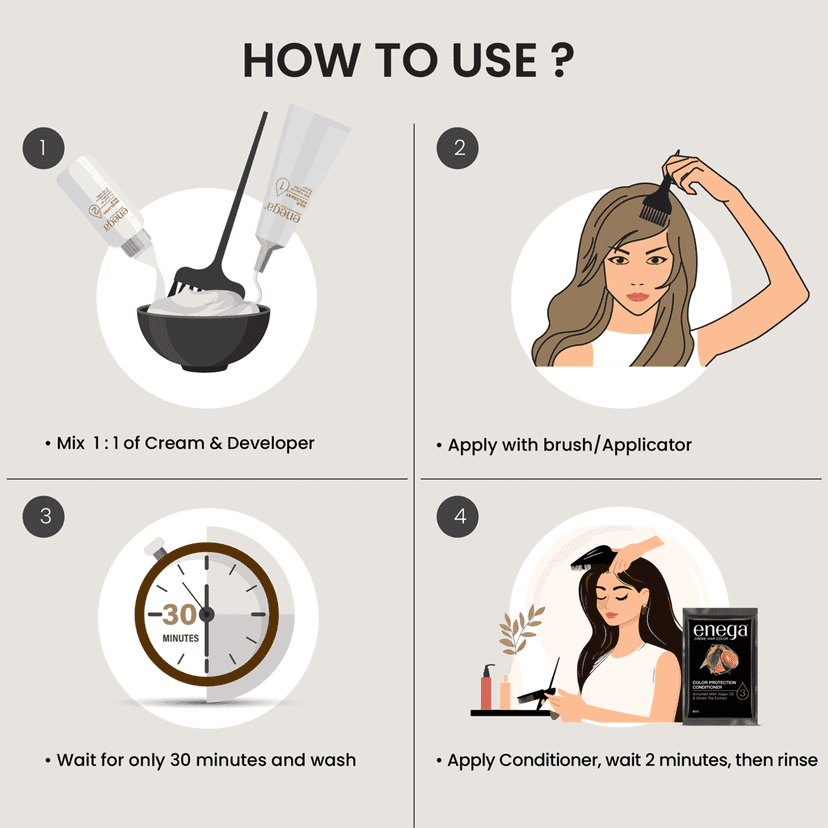 Enega No Ammonia Chocolate Brown Hair Color Cream 120ml view 7