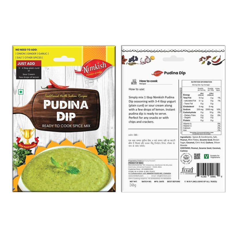 Nimkish Snacks Spice Combo Pack of 3 | Raita Masala, Chaat Masala & Pudina Dip | Ready-to-Use Seasoning view 2