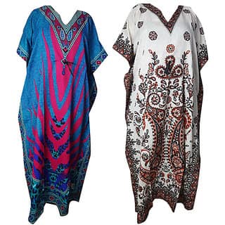 Ukal Combo Pack of 2 Women's Kaftan Dress Cover Up Nightwear Nighty Gown V-Neck Dress