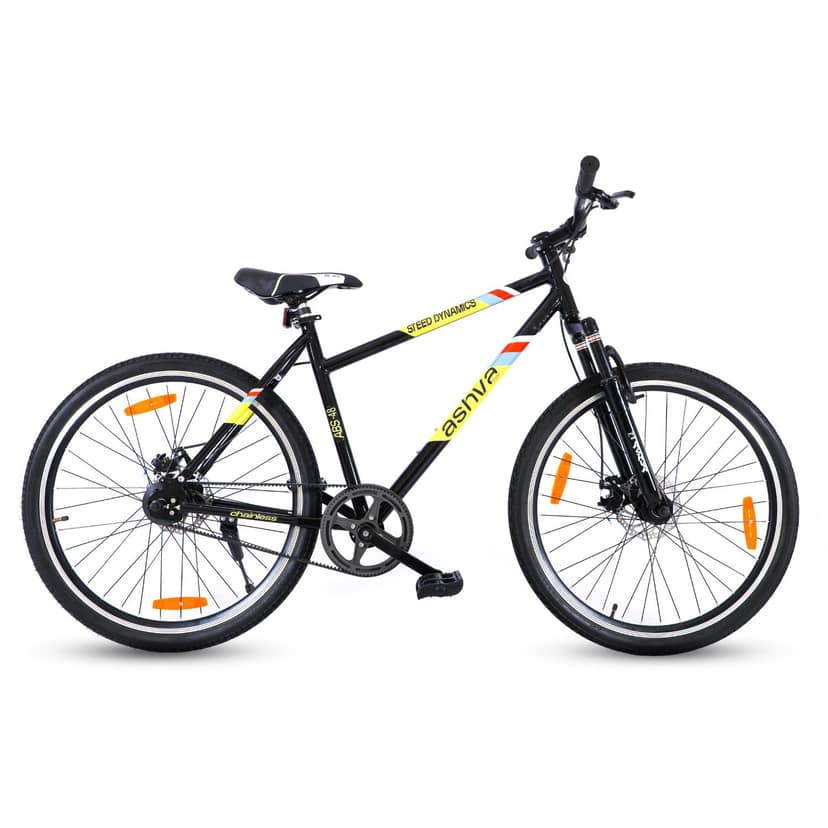 Steed ABS 48 26 Inch Belt Drive Chainless Bicycle – Lightweight Unisex Aluminum Alloy City Commuter Cycle with Front Suspension, Disc Brakes & Grease-Free Low Maintenance (Black)