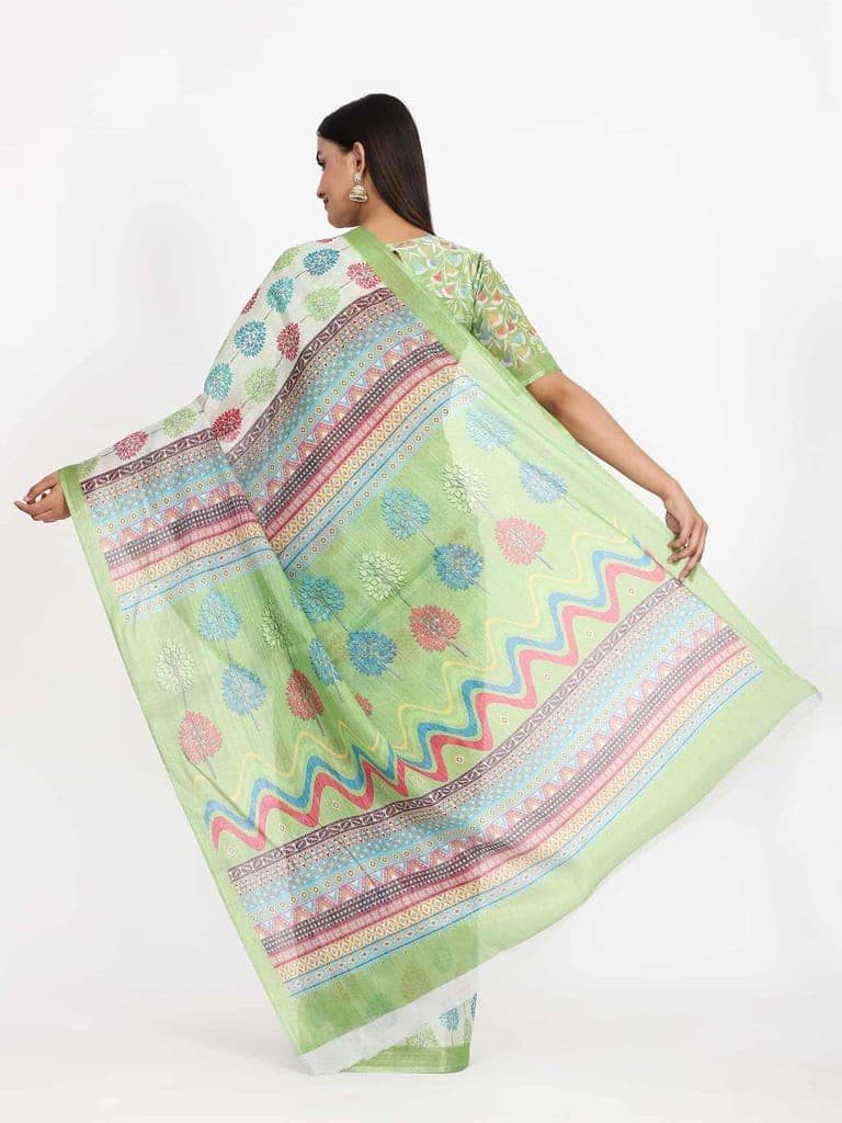 Women's Digital Print Zari Woven Multicolor Saree view 2