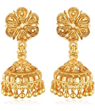 Vighnaharta - Golden Jhumki Earrings ( Pack of 1 )