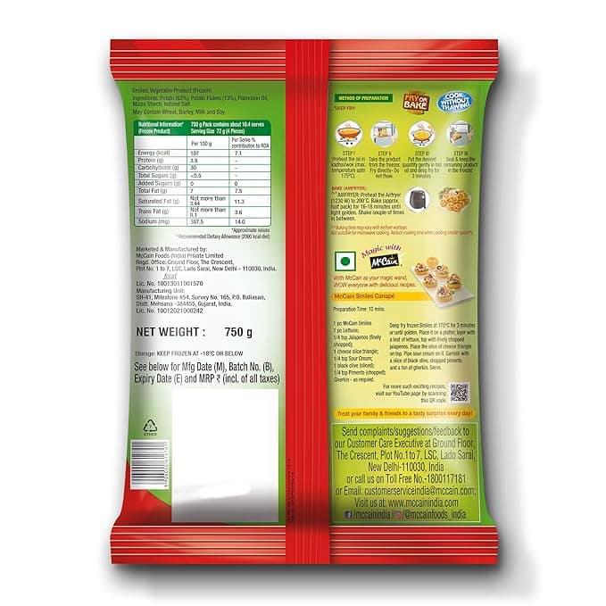 McCain Smiles-Crispy Happy Potatoes 750 Gms view 3