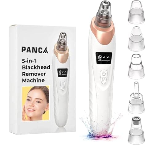 PANCA 5-in-1 Blackhead Remover Machine | Electric Pore Cleaner & Whitehead Removal Tool | USB Rechargeable Skin Care Device for Face Cleansing & Exfoliation (Black) view 2