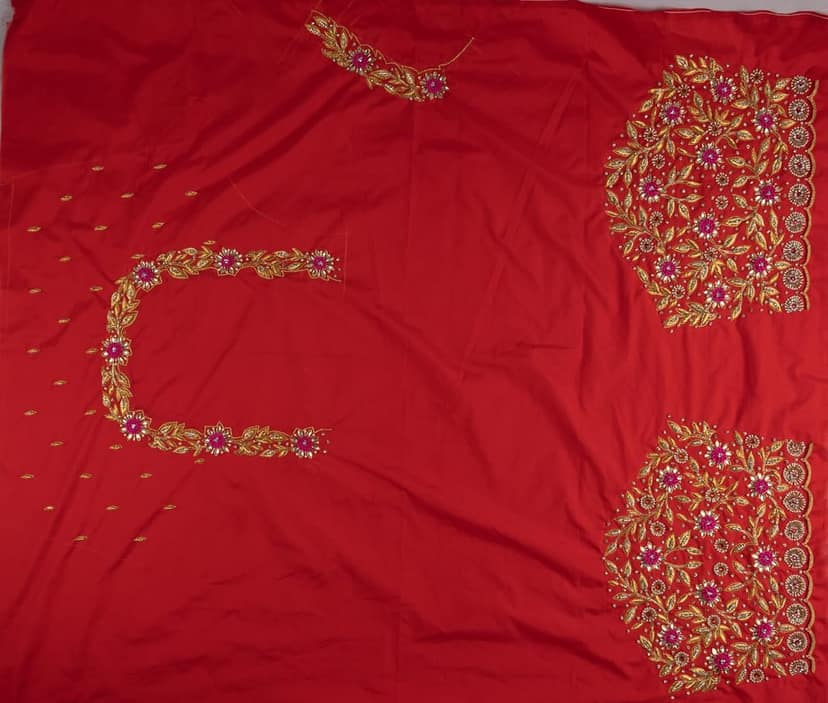 sonchiraiya red Colour Work Blouse-Pice