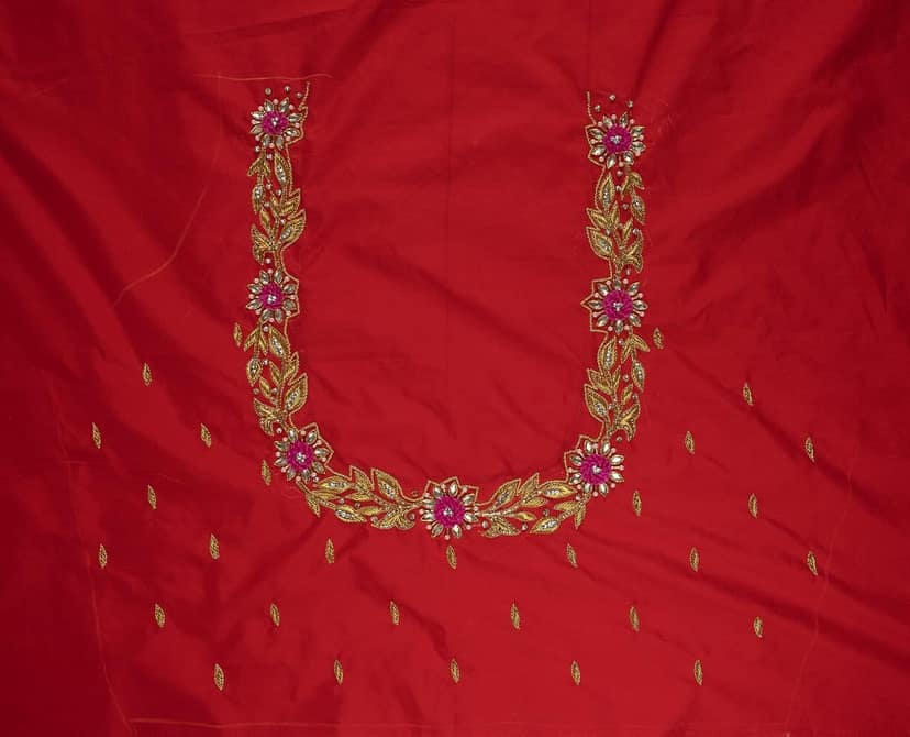 sonchiraiya red Colour Work Blouse-Pice view 2