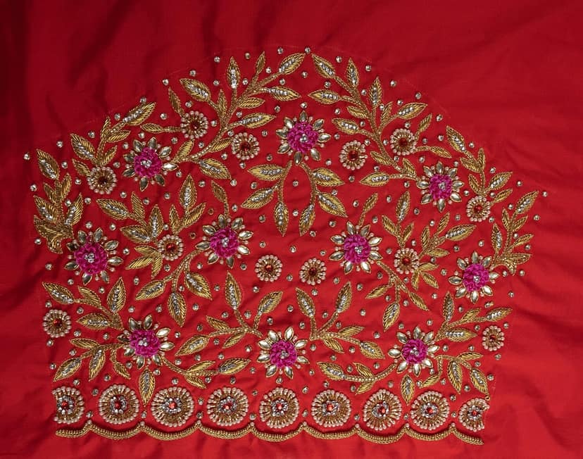 sonchiraiya red Colour Work Blouse-Pice view 3