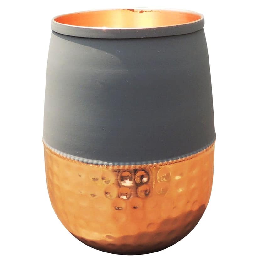 Copper Damru Glass Grey | Modern Tableware, Height : 3.5 Inch (BCMAS183 C) view 2