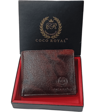 COCO ROYAL 100% Leather Colorblock Men's Two Fold Wallet With 8 Slots For Card ( Brown , Pack of 1 )