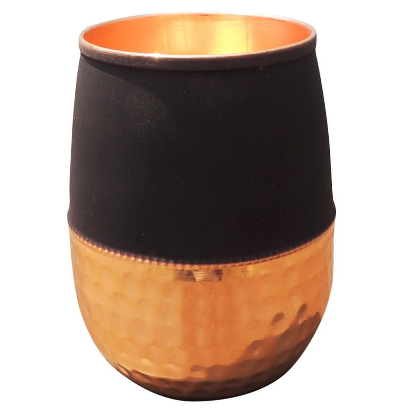 Copper Damru Glass Black | Premium Water Glass, Height : 4 Inch (BCMAS183 B) view 2
