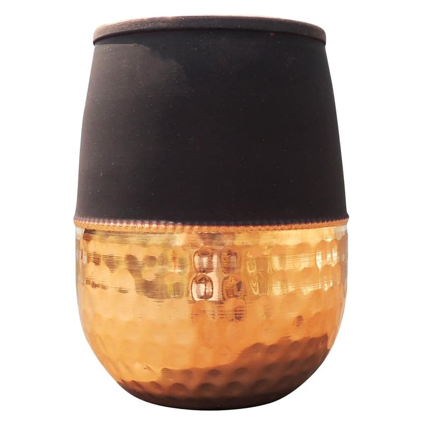 Copper Damru Glass Black | Premium Water Glass, Height : 4 Inch (BCMAS183 B) view 3