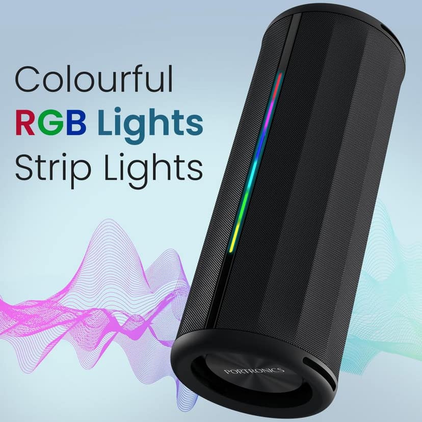Portronics Nova 40W Portable Bluetooth Speaker with Dual Passive Radiator, Upto 5 Hours Playtime, RGB LED Lights, Bluetooth 5.3V, TWS Mode, Handsfree Calling, USB/AUX in Port, Type C Charging(Black)
