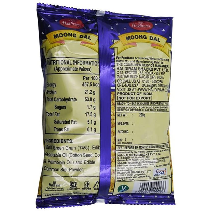 Haldirams Moong Dal Namkeen, 200 G Pouch view 2