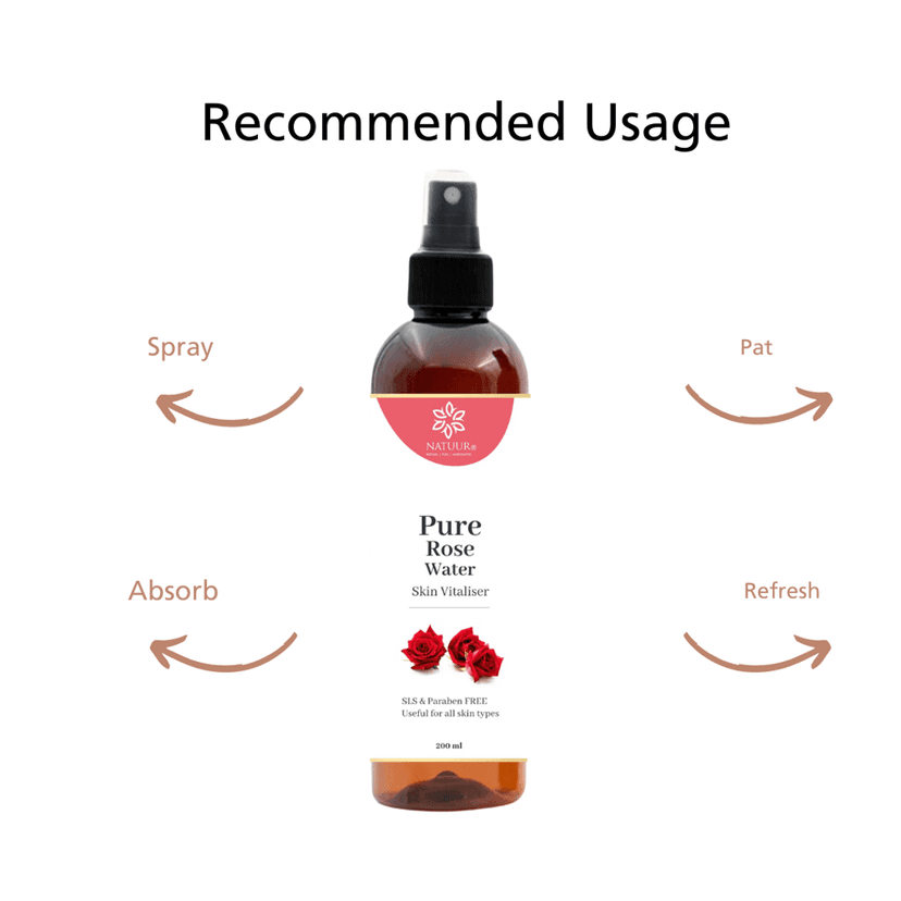 NATUUR - Pure Rose Water - 200ml | Skin Vitaliser | Suitable For Sensitive Skin| With Natural Ingrediants I Artificial colours, fragrances and preservatives free view 5