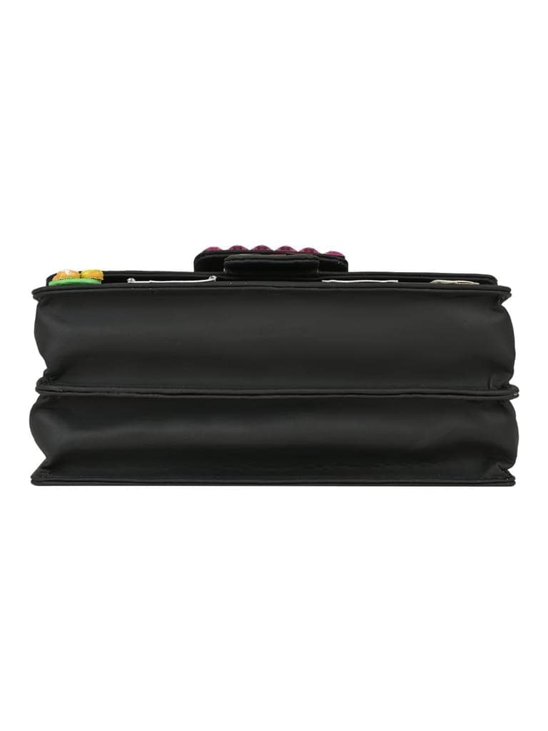Vdesi Black Pop Badges Belt Sling Bag view 4