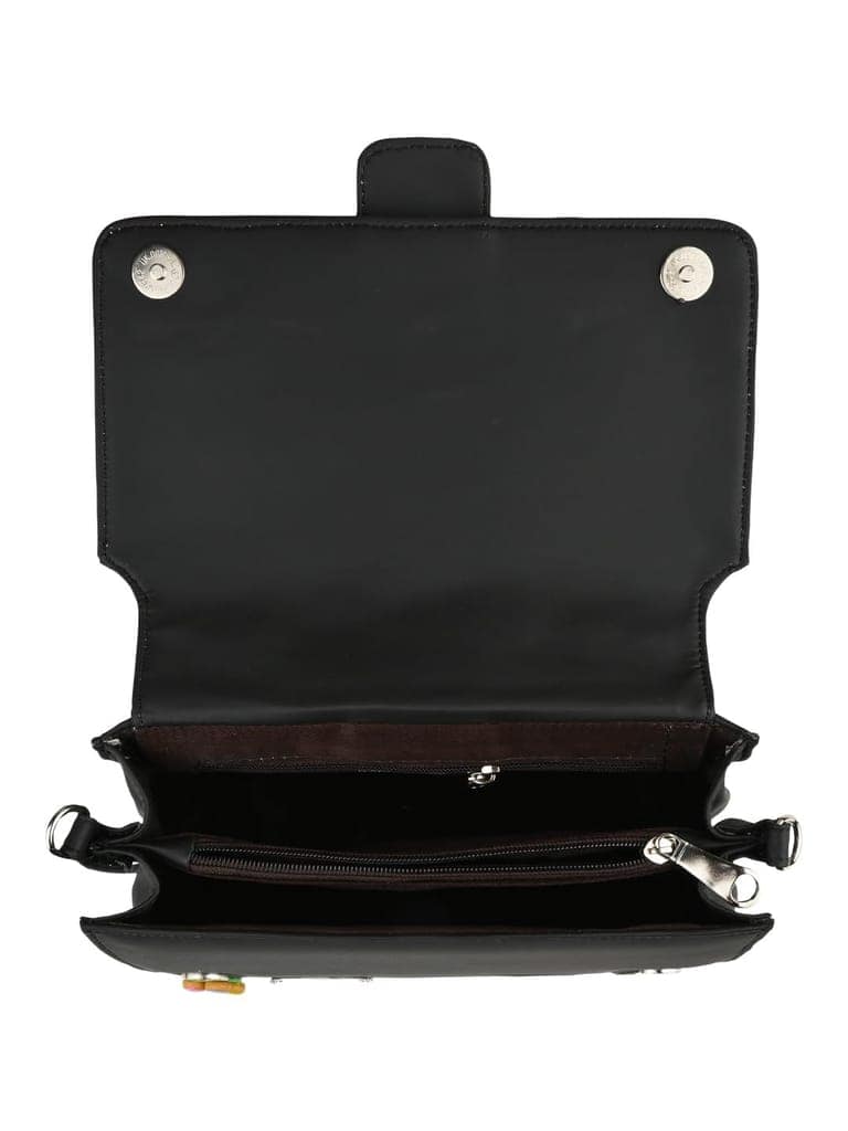Vdesi Black Pop Badges Belt Sling Bag view 5