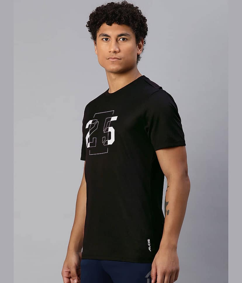Alcis Black Polyester Slim Fit Men's Sports T-Shirt ( Pack of 1 ) view 2