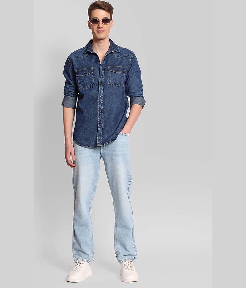 Bene Kleed Denim Regular Fit Solids Full Sleeves Men's Casual Shirt - Blue ( Pack of 1 ) view 7