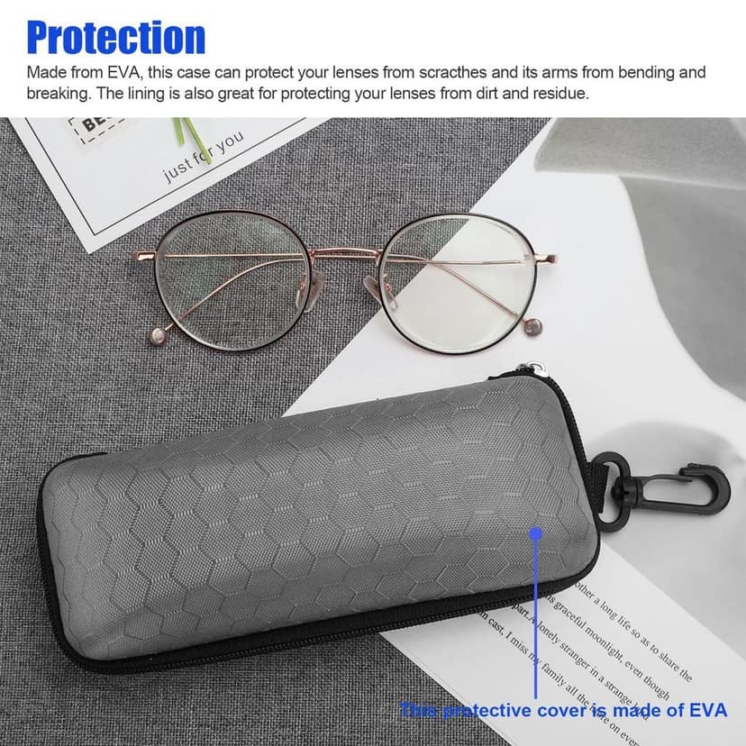 Eyenaks Portable Zipper Eyeglasses Case Sunglasses Hard Case Box Protector for Men Women Students (Black) view 7