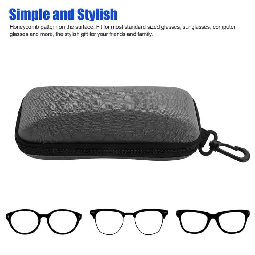 Eyenaks Portable Zipper Eyeglasses Case Sunglasses Hard Case Box Protector for Men Women Students (Black) view 8