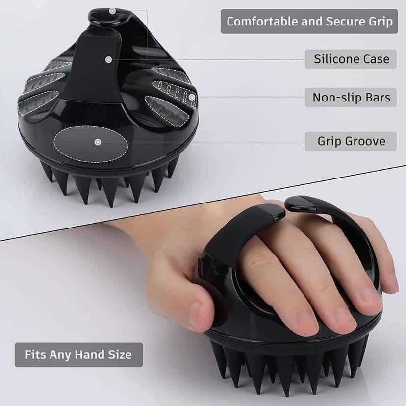 AILEXIM Hair Scalp Manual Massager Shampoo Hair Brush with Soft Silicone Bristles for Anti Dandruff, Exfoliating Care | For All Hair Type, Manual Hair Massager view 5