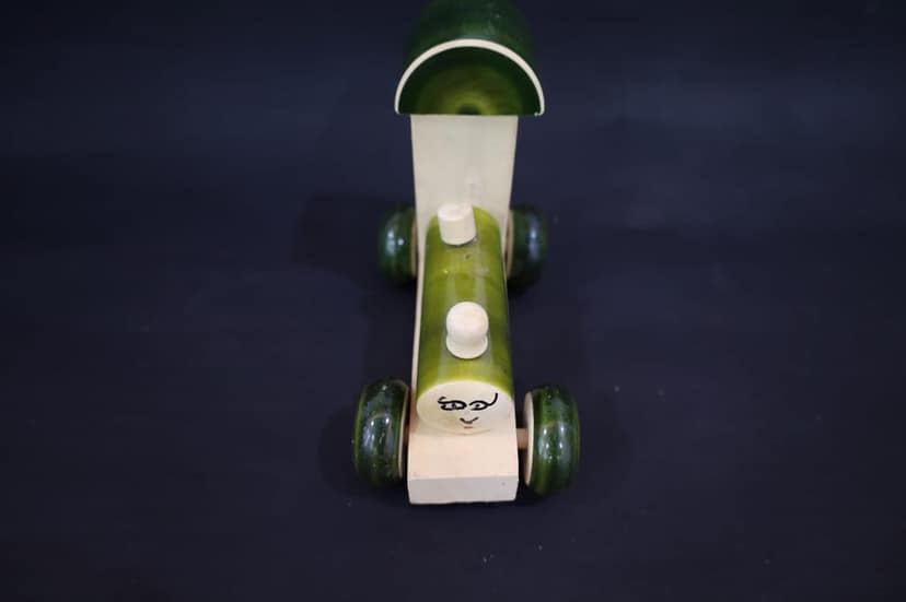 Wooden Train Engine Toy, Green and White, Decorative Kids Room Display