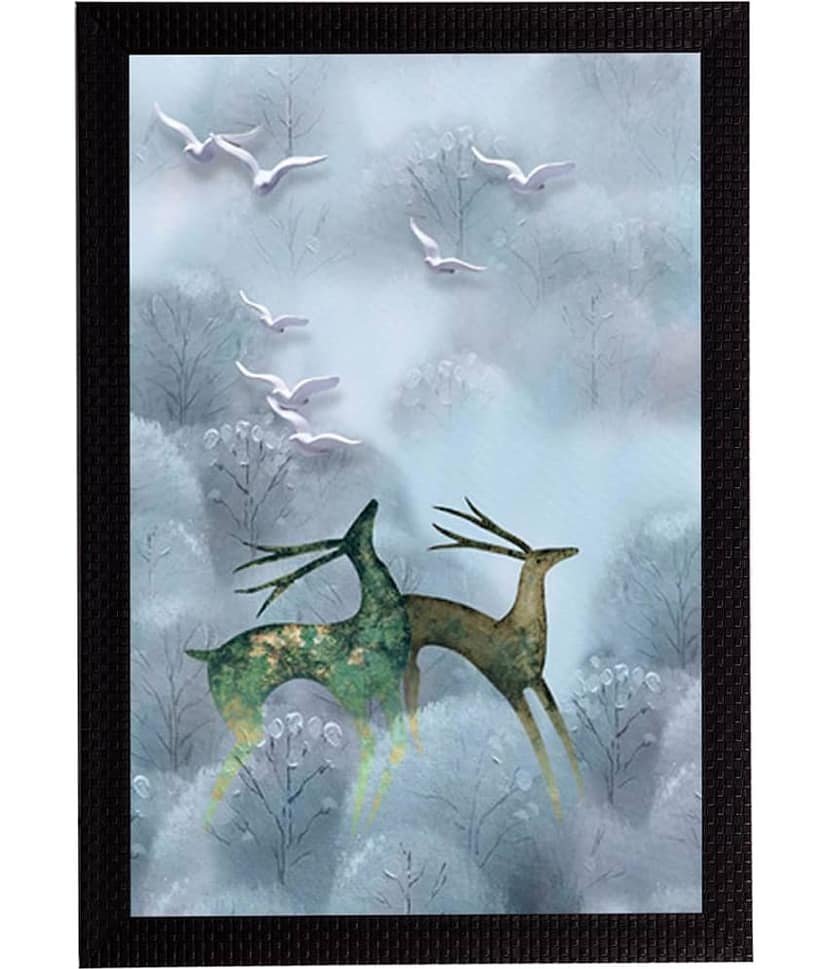 eCraftIndia Running Deer Satin Matt Texture UV Art Painting view 2