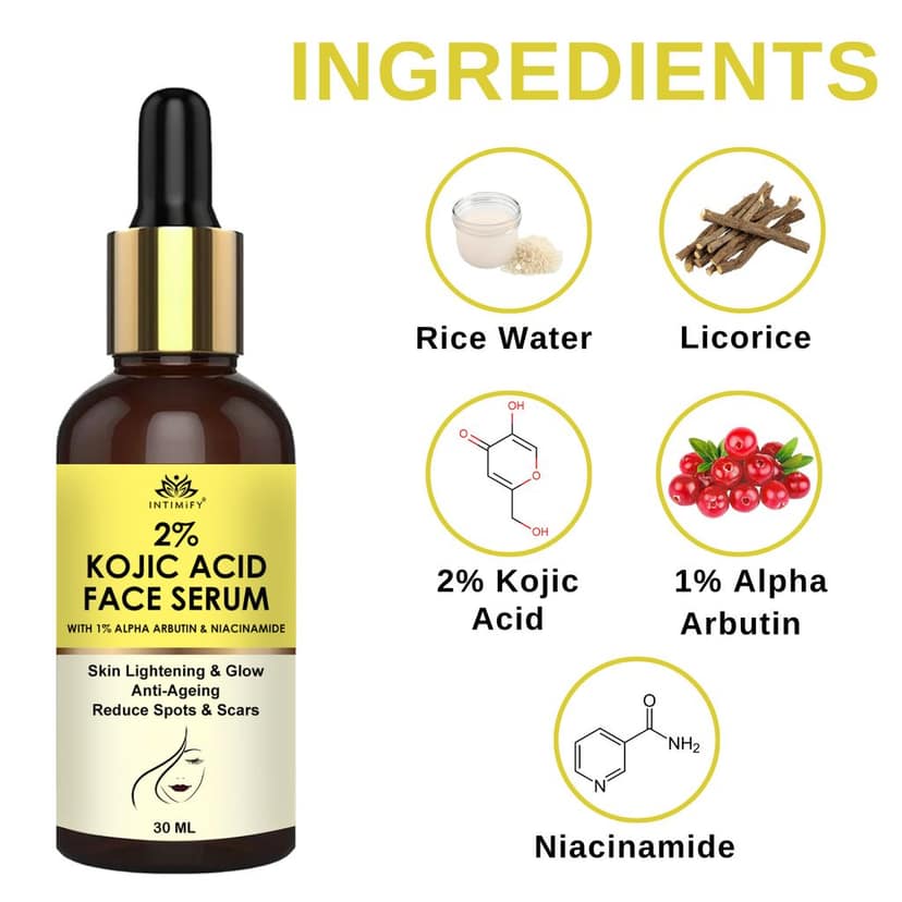 Intimify 2% Kojic Acid Serum, for Skin Brightening, skin whitening, anti acne serum, anti acne face serum, 30 ml view 3