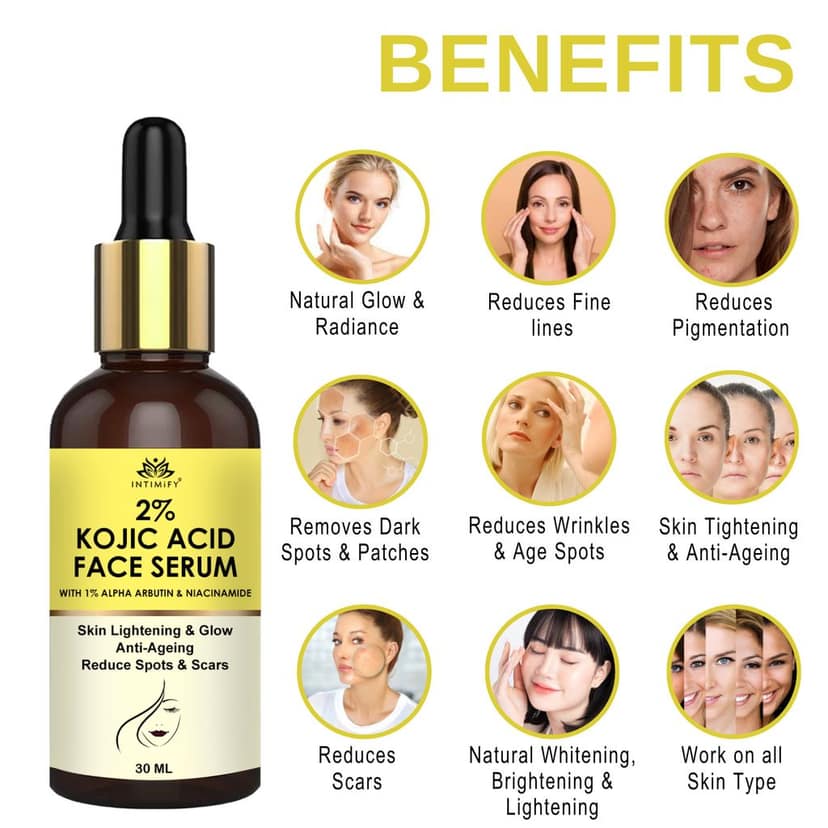 Intimify 2% Kojic Acid Serum, for Skin Brightening, skin whitening, anti acne serum, anti acne face serum, 30 ml view 4