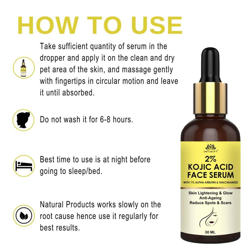 Intimify 2% Kojic Acid Serum, for Skin Brightening, skin whitening, anti acne serum, anti acne face serum, 30 ml view 5