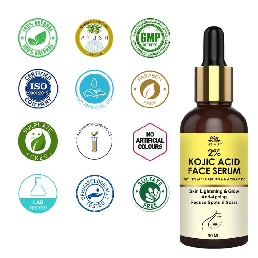 Intimify 2% Kojic Acid Serum, for Skin Brightening, skin whitening, anti acne serum, anti acne face serum, 30 ml view 6