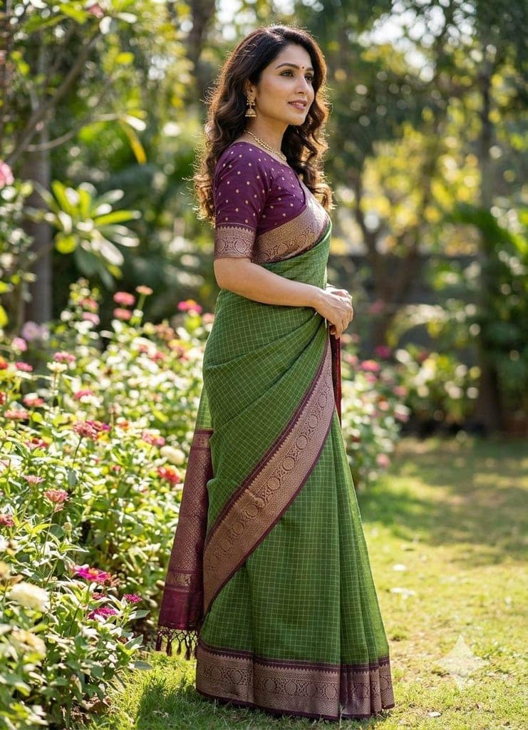 Green Dola silk jacquard saree view 5