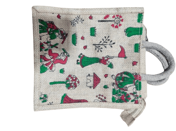 Handcrafted Jute Bag with Colorful Warli Painting - Eco-Friendly and Reusable view 2
