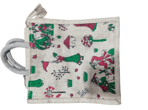 Handcrafted Jute Bag with Colorful Warli Painting - Eco-Friendly and Reusable view 3