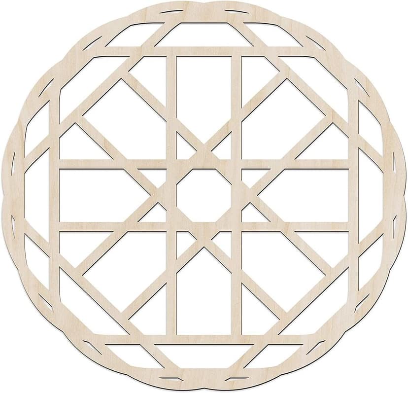 Haoser Mandala Wooden Wall Art, Whirl Look Lattice Abstarct Geometric, Birch Wood Plywood Rustic Wall Art Accent for Hallway Bedroom Living Room Cafes and Offices (Mandala Design-19_30CM)