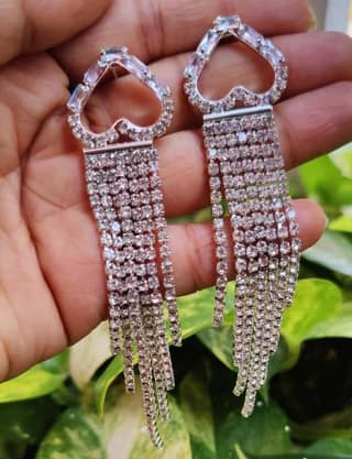 Pinapes Dazzling Crystal Drop Earrings - Silver