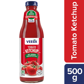 Veeba Tomato Ketchup - No Added Preservatives, 500 G Glass Jar