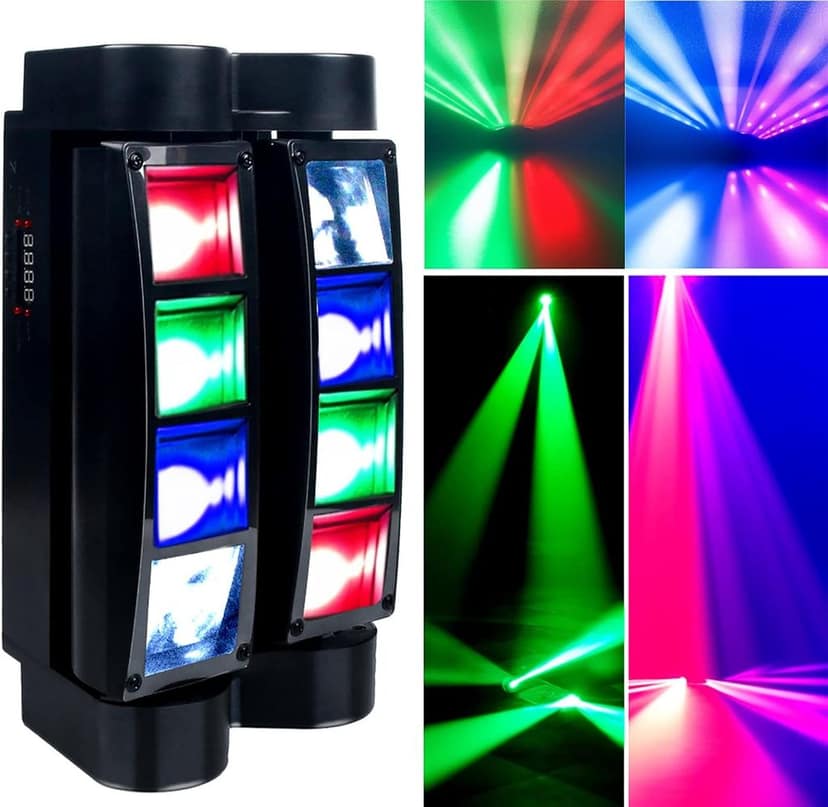 SPARKWORLD Dual-Head RGB LED Moving Head Effect Light 810W DJ Disco Scanner with DMX, Auto & Sound Modes | Colour: Mini Spider view 2
