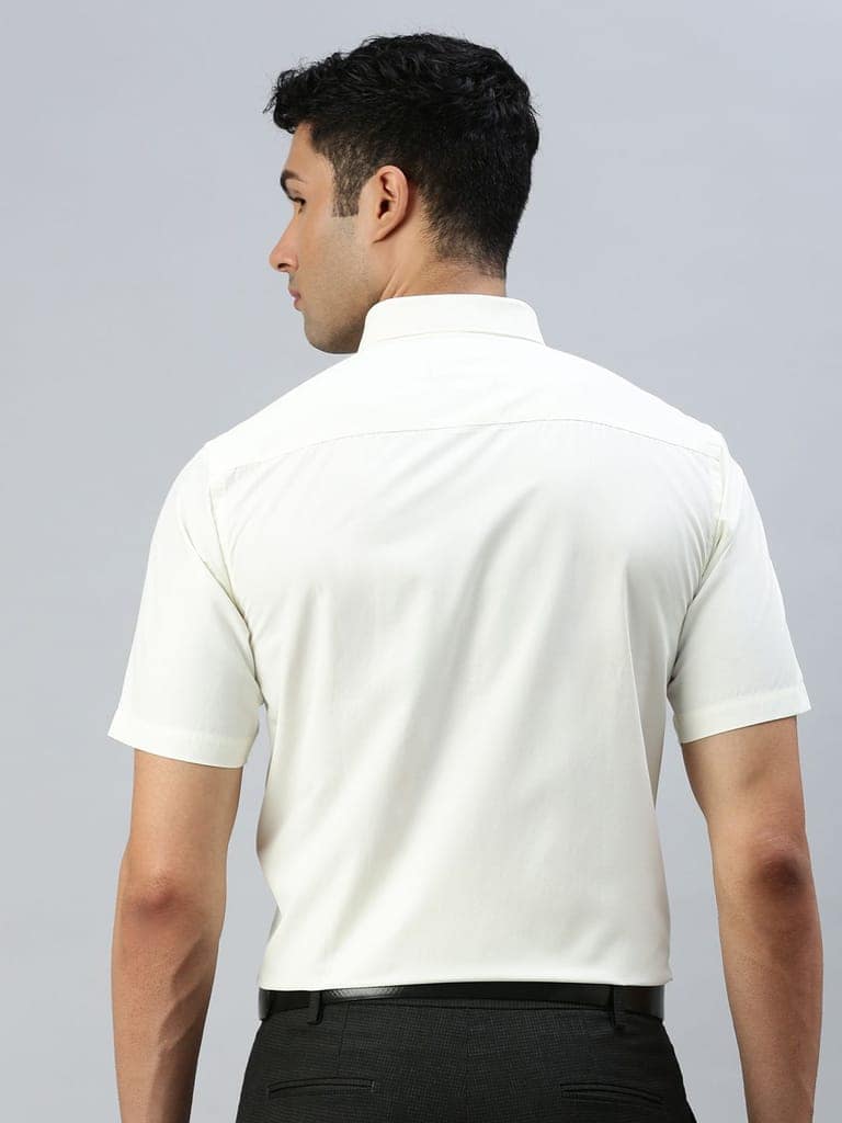 Mens Cotton Cream Shirt Half Sleeves Chiranjeevi view 4