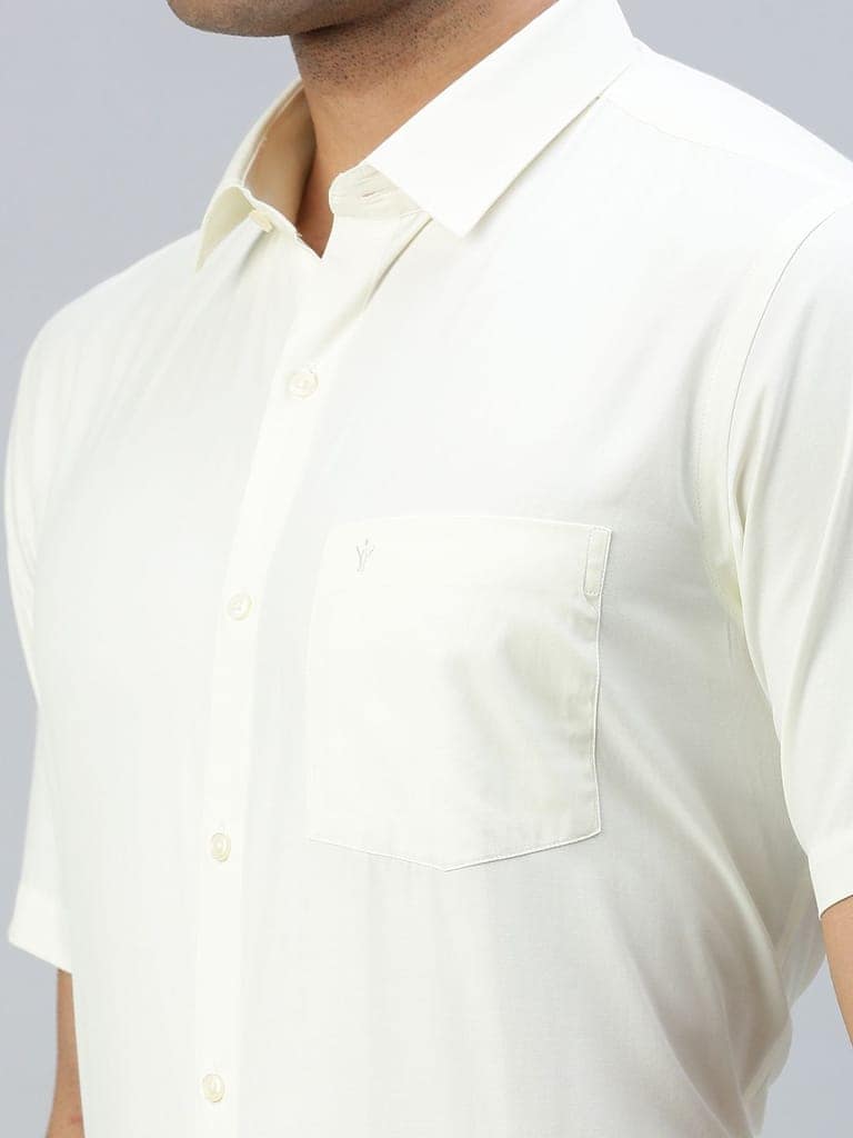 Mens Cotton Cream Shirt Half Sleeves Chiranjeevi view 5