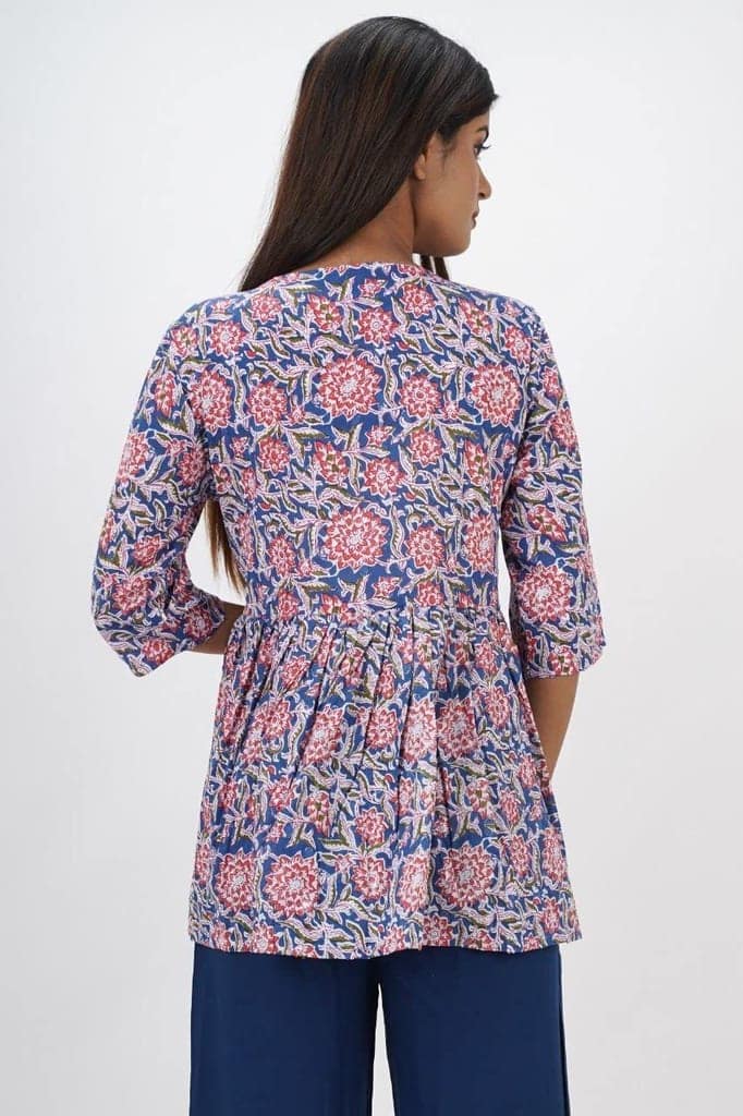 MANMAYEE Women's Cotton Floral Print Top | Latest Trendy Short Tunic Work Tops view 3