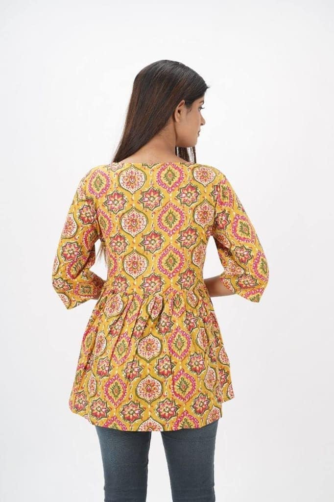 MANMAYEE Women's Cotton Floral Print Top | Latest Trendy Short Tunic Work Tops view 8