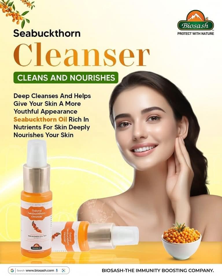 Biosash Sea Buckthorn Facial Cleanser 50ml | Herbal Face Wash with Omega 3 6 7 9 & Seabuckthorn Oil | Deep Cleansing, Tan Removal, Anti-Acne, Brightening | Suitable for All Skin Types view 4